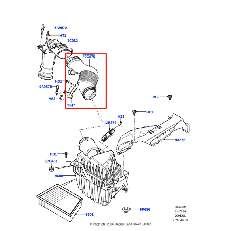 OE LR024307   Air Intake Hose for Land Rover Freelander 2 L359 For Discovery Sport L550 For Range Rover Evoque L538 2.0T Engine Parts